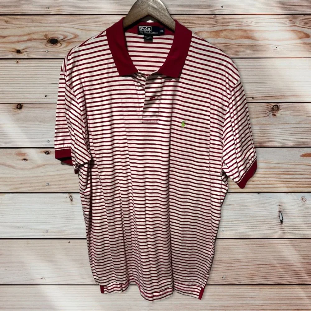 Polo by Ralph Lauren Striped Polo Size XL Pink and White